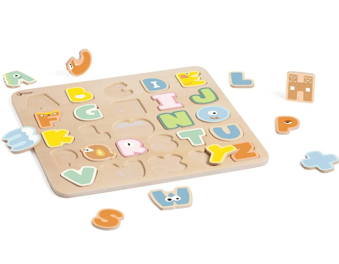 New Classic World Alphabet Puzzle - Natural Wood