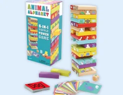 Clearance Wonderbox Animal Alphabet - Wooden Topple Tower with 6 Games
