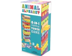 Clearance Wonderbox Animal Alphabet - Wooden Topple Tower with 6 Games