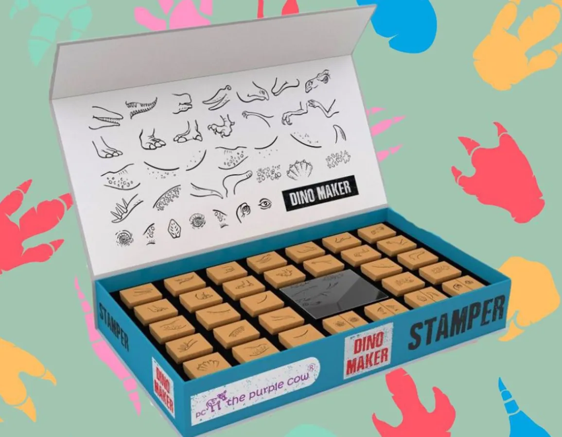 Online The Purple Cow Dino Stamper Set - 27 Wooden Stamps