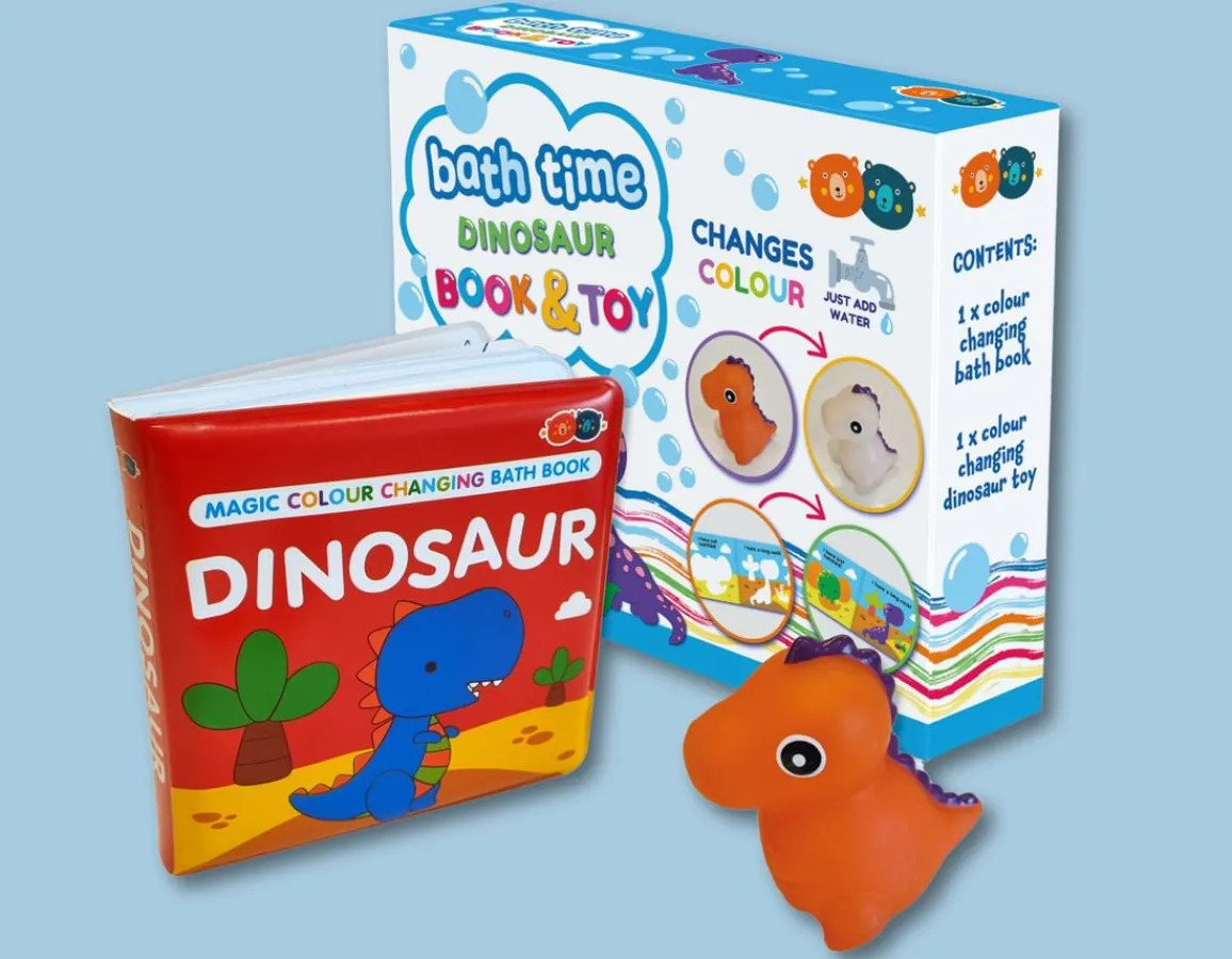 Discount Buddy & Barney Dinosaur Squirter & Bath Book - Changes Colour!