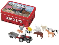 Clearance Funtime Gifts Farm in a Tin - 12 Mini Animals with Tractor