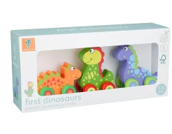 Clearance Orange Tree Toys First Dinosaurs - Wooden Push-Alongs