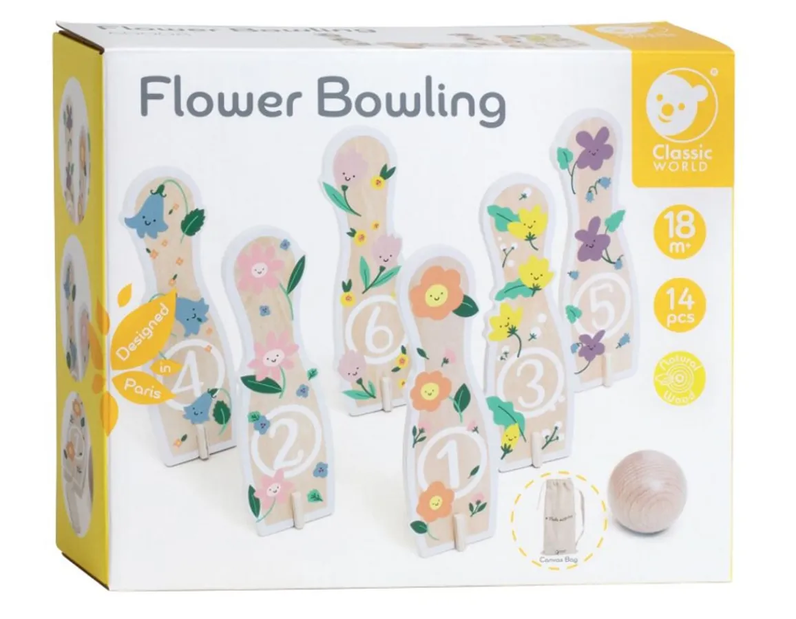 Online Classic World Flower Bowling - 14 Wooden Pieces!
