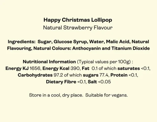 Clearance The Original Candy Co. Happy Christmas Lollipop - Yummy Strawberry