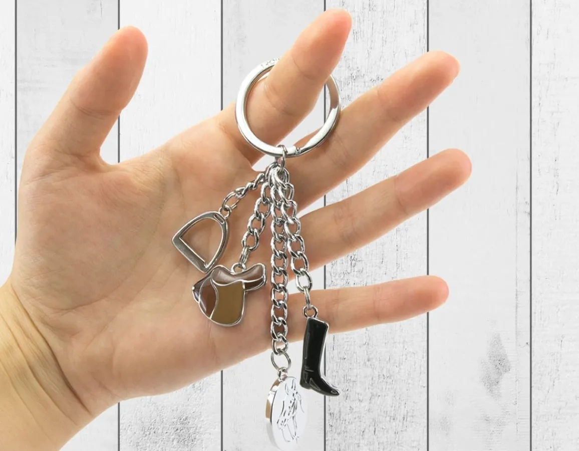 Outlet Troika Horse Keyring - Chrome Plated Metal