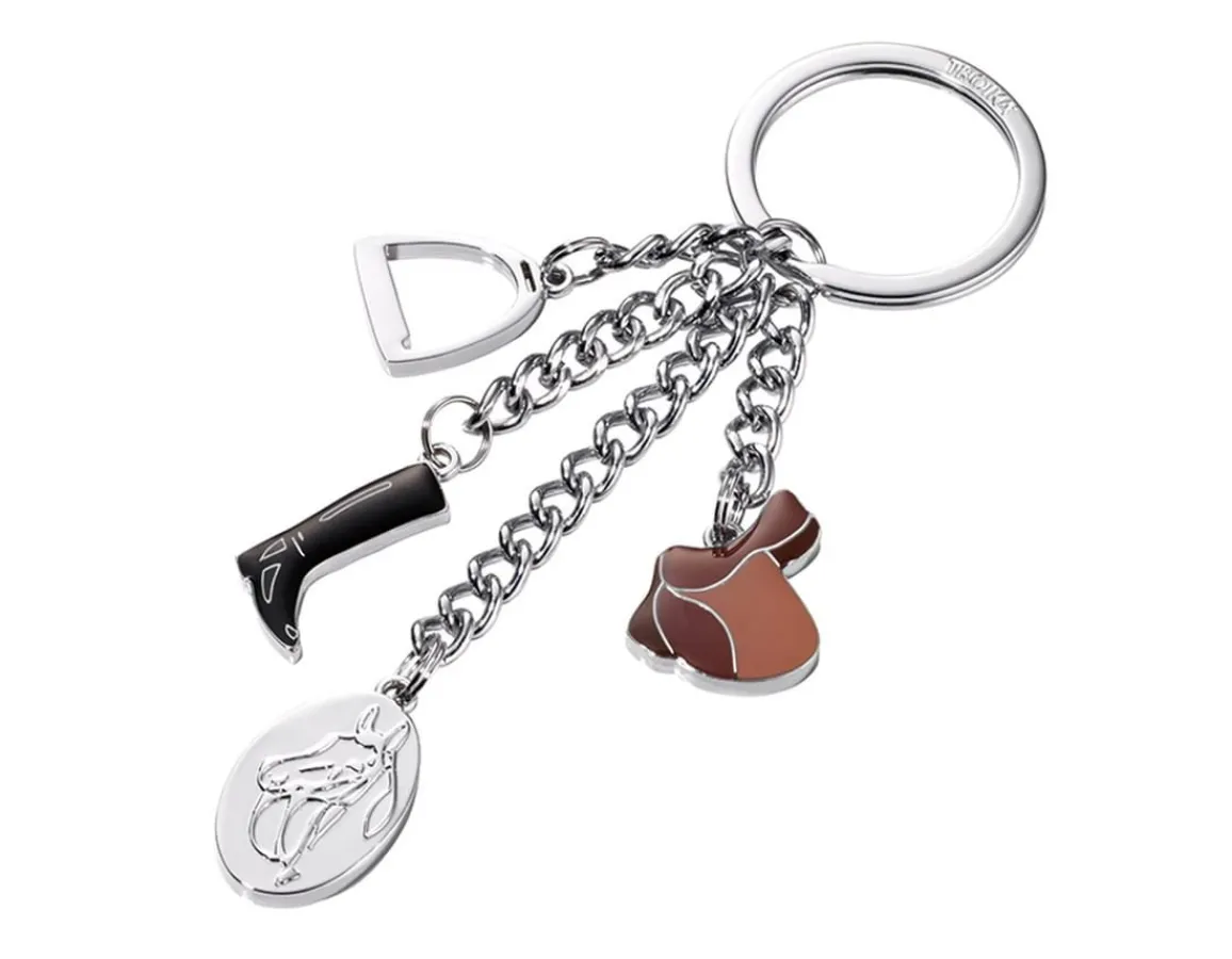 Outlet Troika Horse Keyring - Chrome Plated Metal
