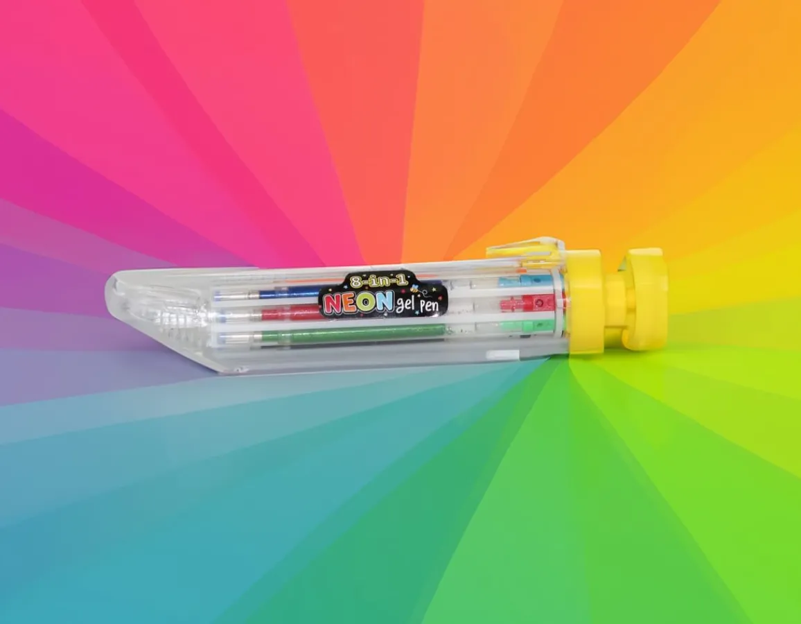 Clearance Wonderbox 8-in-1 Neon Gel Pen - Retractable Colours