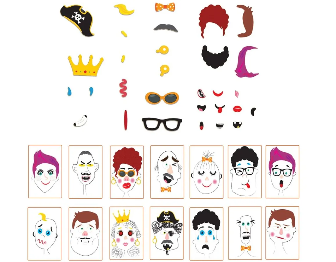 New Fiesta Crafts Magnetic Faces - Fun Wooden Shapes