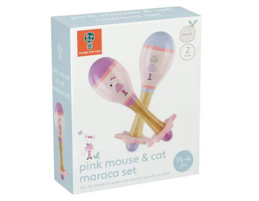 Discount Orange Tree Toys Pink Mouse & Cat Maraca Set