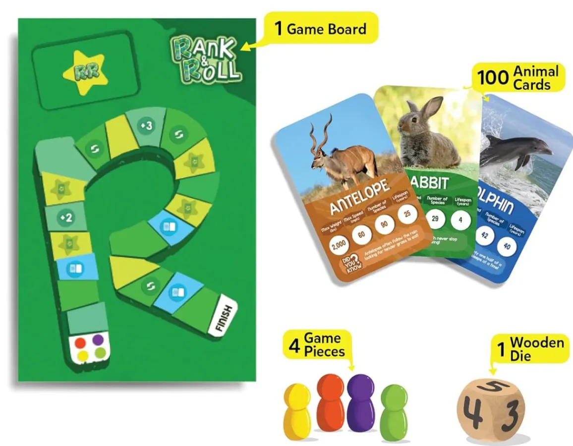 Sale Skillmatics Rank & Roll - 100 Amazing Animals