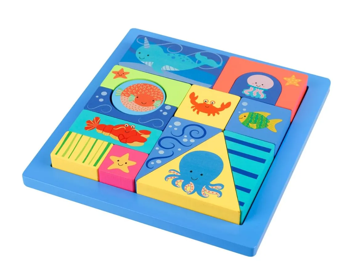 Discount Orange Tree Toys Sea Life Block Puzzle - 14 Wooden Pieces