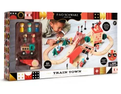 New FAO Schwarz Train Town - 51 Piece Wooden Building Set