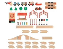 New FAO Schwarz Train Town - 51 Piece Wooden Building Set