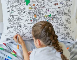 Online Eat Sleep Doodle World Map Pillowcase - Doodle Your Own