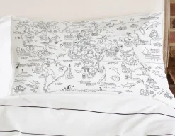 Online Eat Sleep Doodle World Map Pillowcase - Doodle Your Own