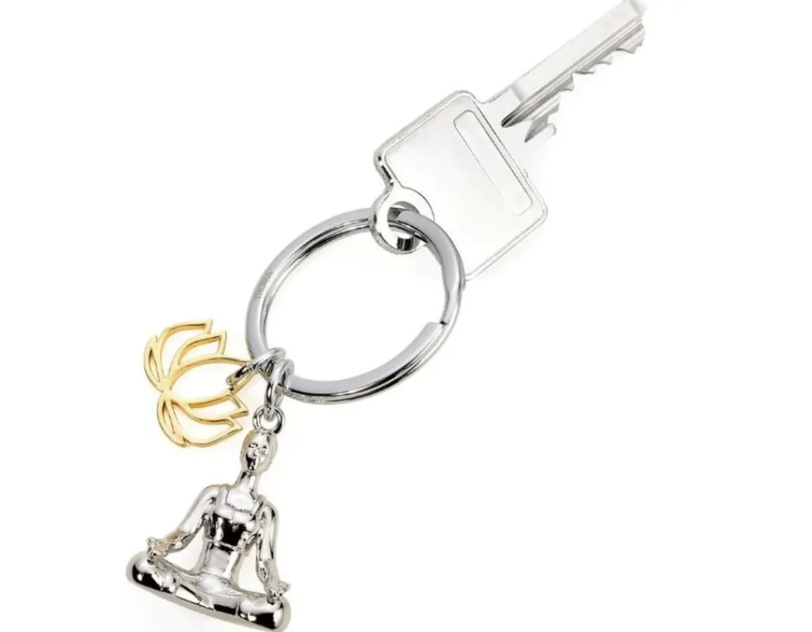 Outlet Troika Yoga Keyring - Chrome Plated Metal