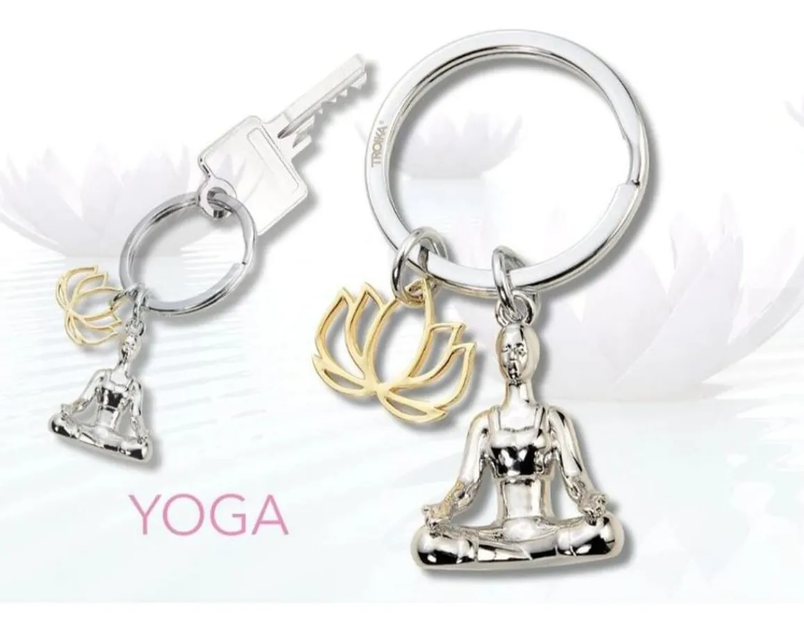 Outlet Troika Yoga Keyring - Chrome Plated Metal
